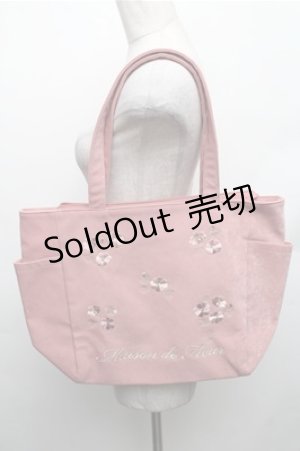 画像: Maison de FLEUR / コスモス刺繍サイドポケットMトート  ダークピンク S-26-01-27-028-LO-BG-AS-ZS