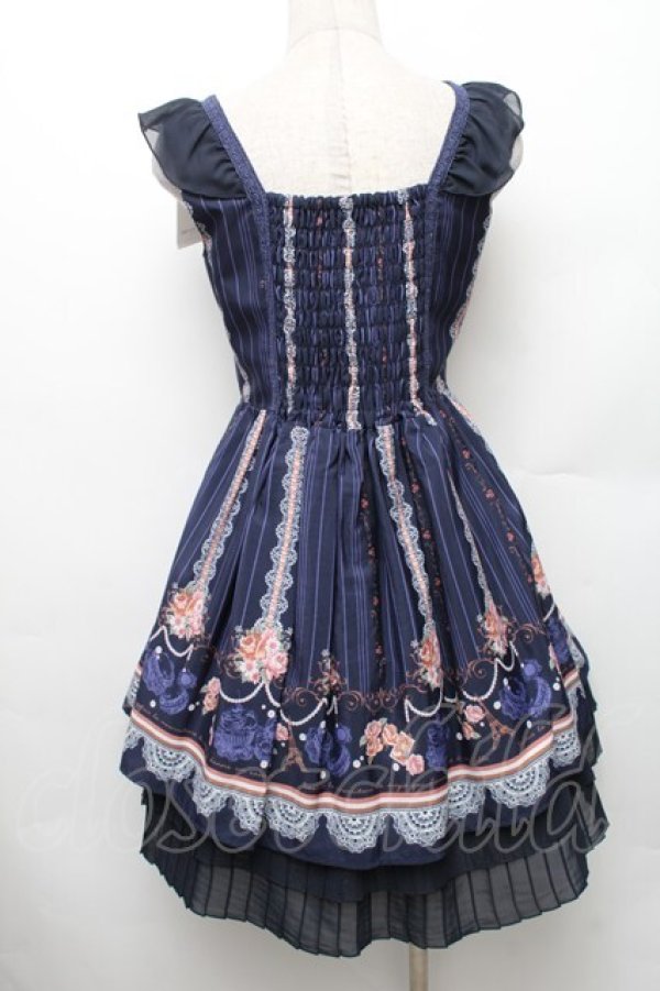 画像2: axes femme / ストライプパリメルヘン柄ワンピース M ネイビー S-26-01-28-030-AX-OP-TE-ZS (2)