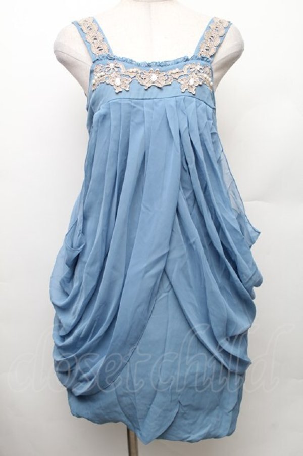 画像1: axes femme / うさぎのティーパーティワンピース  サックス S-26-01-28-031-AX-OP-AS-ZS (1)