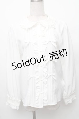 画像: Dear My Love / キラキラビジューレースリボンブラウス L 白 S-26-01-28-004-EL-BL-TE-ZS