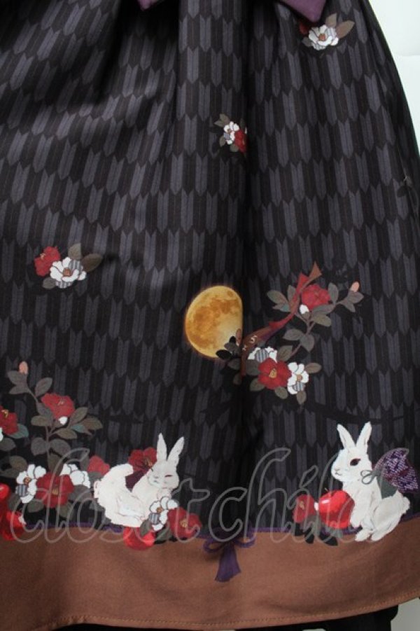 画像4: Amavel / お月見うさぎの和風スカート  黒 S-26-01-28-035-CA-SK-HR-ZS (4)