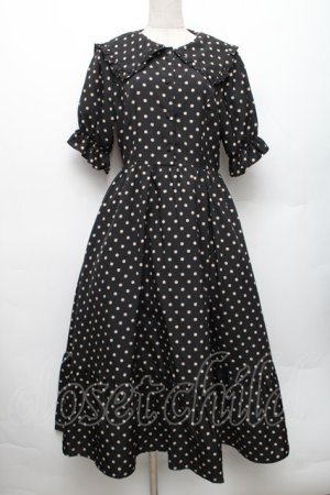 画像: m petit by misako / 梨地水玉半袖ワンピース L 黒 S-26-01-28-041-LO-OP-TE-ZS