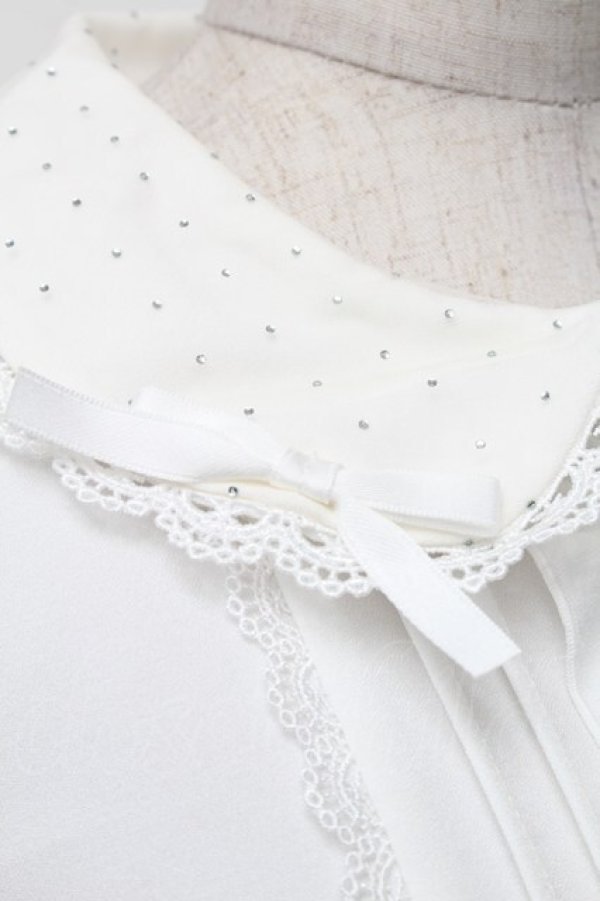 画像4: Dear My Love / キラキラビジューレースリボンブラウス L 白 S-26-01-28-004-EL-BL-TE-ZS (4)