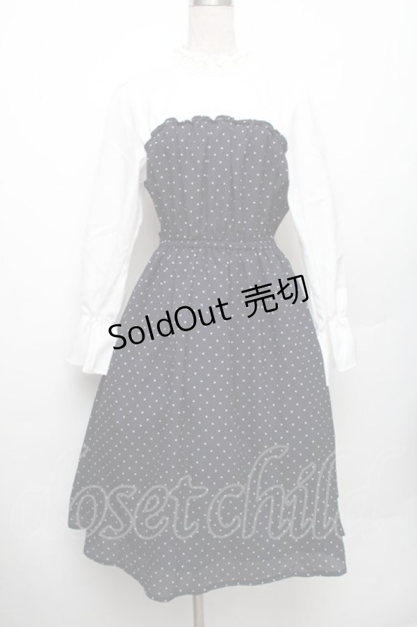 画像1: LOLITA / ドット切替ワンピース  白ｘ紺 S-26-01-28-043-LO-OP-HR-ZS (1)
