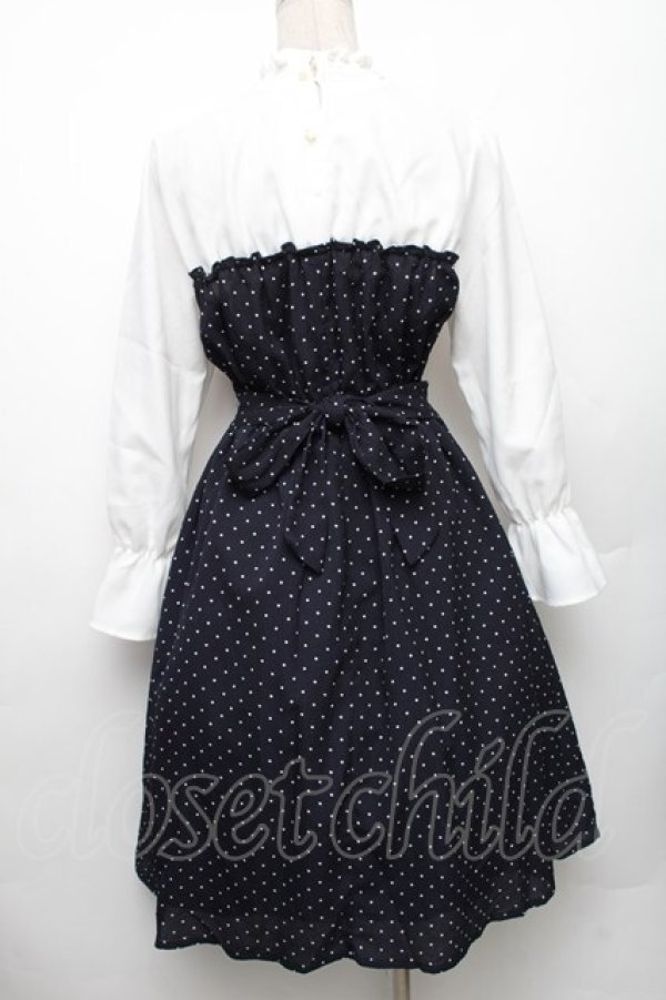 画像2: LOLITA / ドット切替ワンピース  白ｘ紺 S-26-01-28-043-LO-OP-HR-ZS (2)