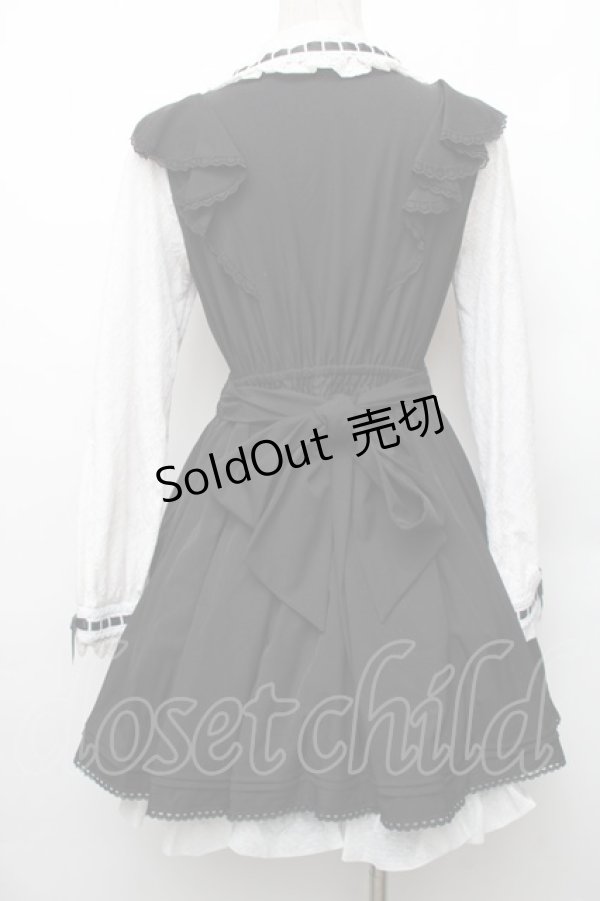 画像2: LIZ LISA / ダブルハートラッフルワンピース  黒ｘ白 S-26-01-28-044-LO-OP-HR-ZS (2)