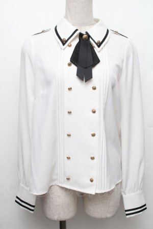 画像: Amavel / Divine Knight ダブルボタンブラウス  白 S-26-01-28-005-CA-BL-HR-ZS