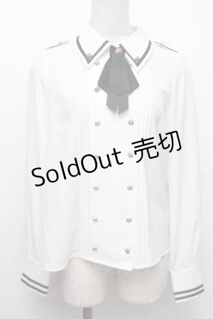 画像: Amavel / Divine Knight ダブルボタンブラウス  白 S-26-01-28-005-CA-BL-HR-ZS