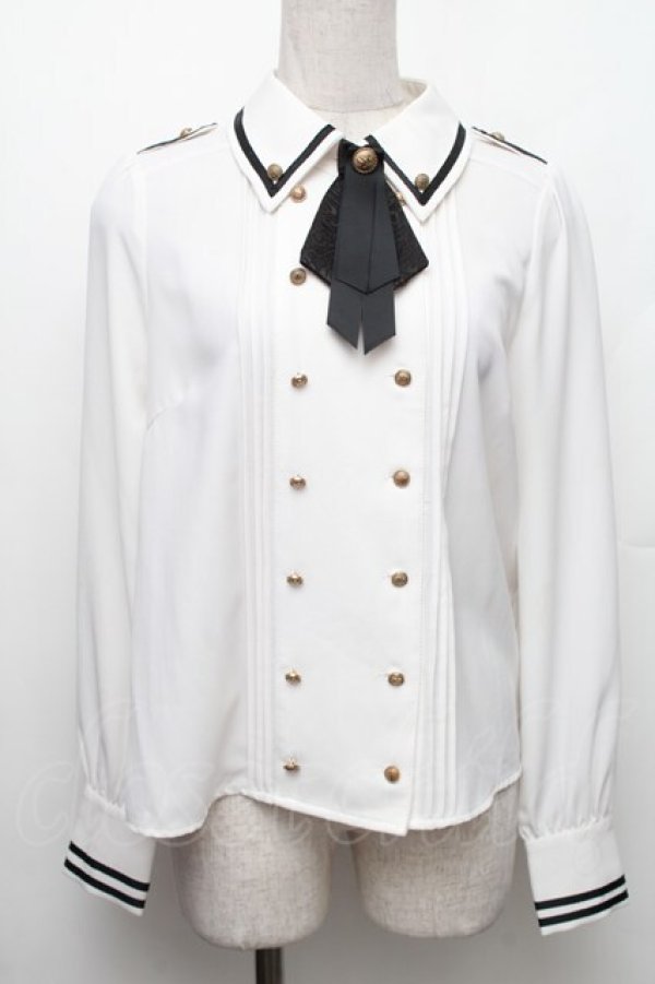 画像1: Amavel / Divine Knight ダブルボタンブラウス  白 S-26-01-28-005-CA-BL-HR-ZS (1)