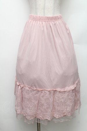 画像: axes femme / 繊細レースミディ丈ペチスカート M ピンク S-26-01-28-047-AX-SK-TE-ZS