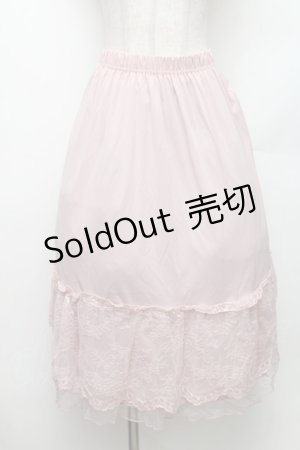 画像: axes femme / 繊細レースミディ丈ペチスカート M ピンク S-26-01-28-047-AX-SK-TE-ZS