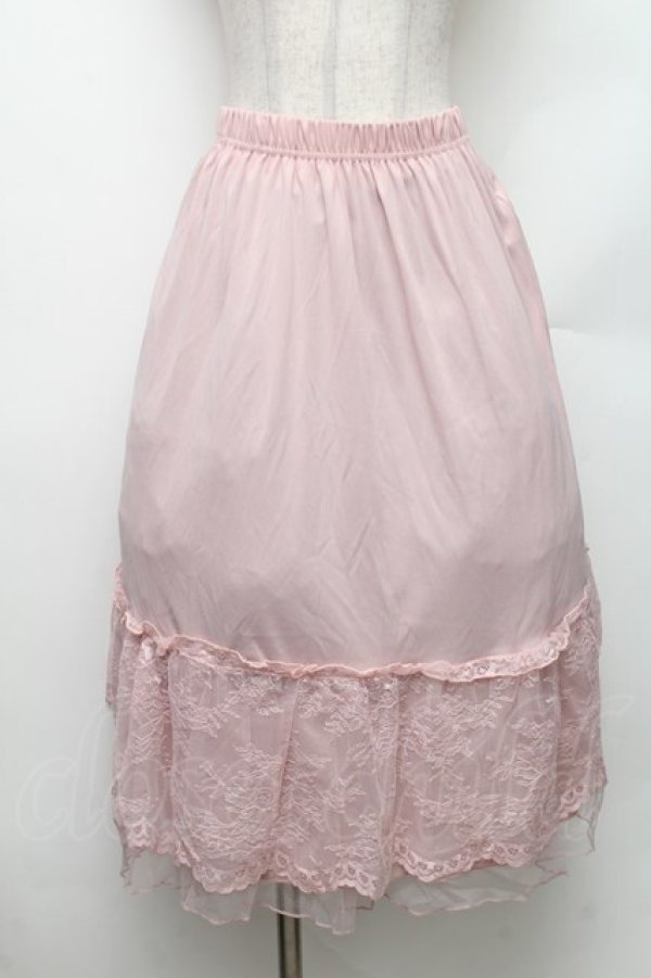 画像1: axes femme / 繊細レースミディ丈ペチスカート M ピンク S-26-01-28-047-AX-SK-TE-ZS (1)