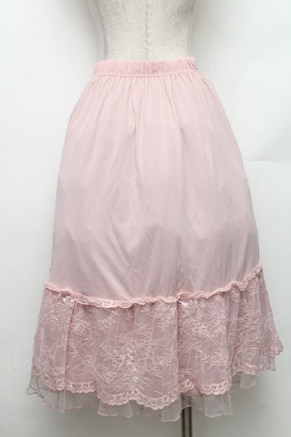 画像2: axes femme / 繊細レースミディ丈ペチスカート M ピンク S-26-01-28-047-AX-SK-TE-ZS (2)