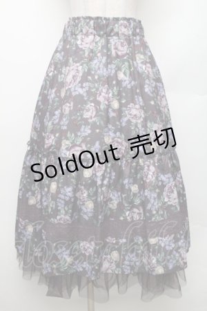 画像: axes femme / ホーリーローズ柄フリルスカート F ブラウン S-26-01-28-048-AX-SK-TE-ZS