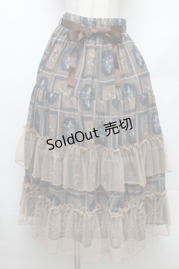 画像1: axes femme / フルーツアート柄スカート M 茶 S-26-01-28-049-AX-SK-TE-ZS (1)