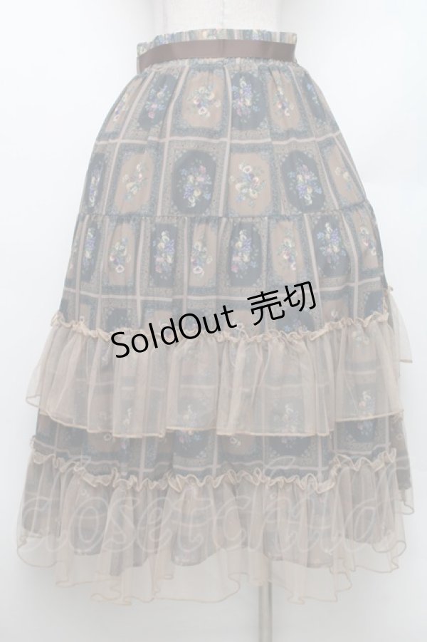 画像2: axes femme / フルーツアート柄スカート M 茶 S-26-01-28-049-AX-SK-TE-ZS (2)