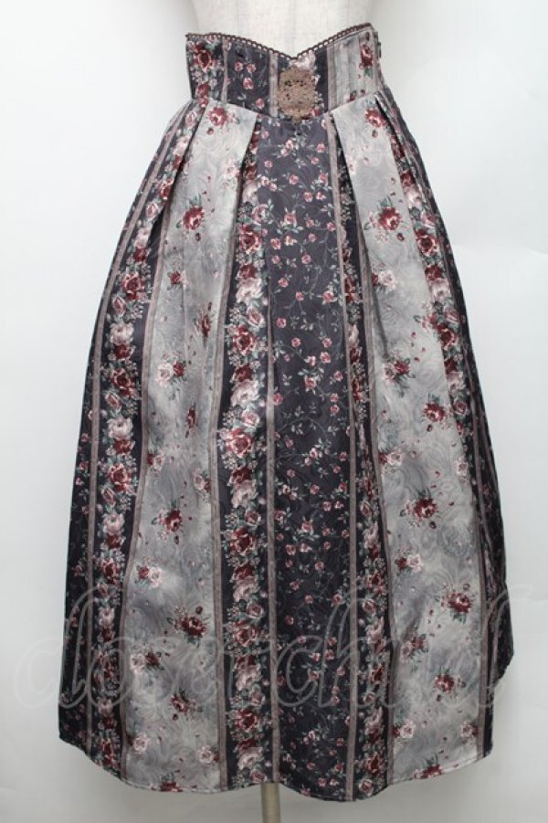 画像1: axes femme / クードルローズ柄スカート F ブラウン S-26-01-28-050-AX-SK-TE-ZS (1)