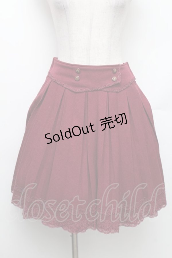 画像1: axes femme / カマーベルト風プリーツスカート  ワイン S-26-01-28-051-AX-SK-HR-ZS (1)