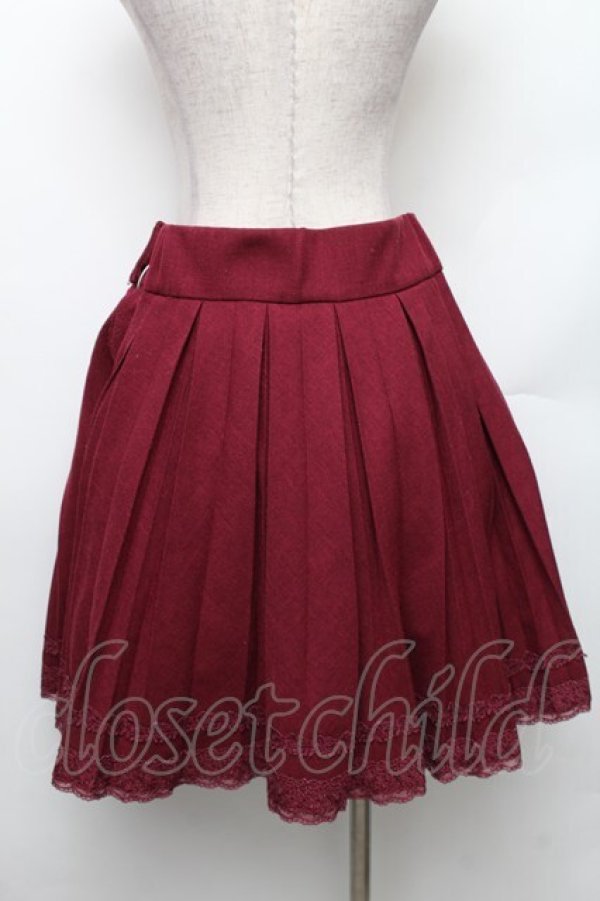 画像2: axes femme / カマーベルト風プリーツスカート  ワイン S-26-01-28-051-AX-SK-HR-ZS (2)