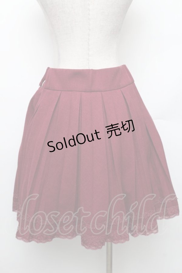 画像2: axes femme / カマーベルト風プリーツスカート  ワイン S-26-01-28-051-AX-SK-HR-ZS (2)