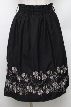 画像: axes femme / ばら刺繍フレアスカート M 黒 S-26-01-28-052-AX-SK-TE-ZS
