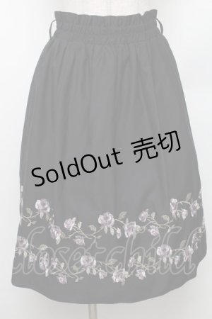 画像: axes femme / ばら刺繍フレアスカート M 黒 S-26-01-28-052-AX-SK-TE-ZS
