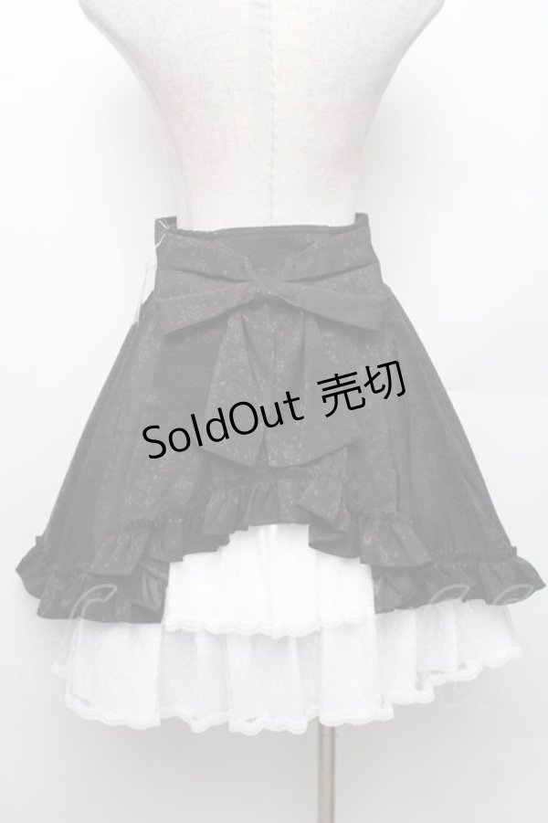 画像2: Secret Honey / 薔薇ジャガードリボンスカート  黒ｘ白 S-26-01-28-054-CA-SK-HR-ZS (2)