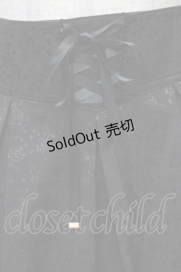 画像4: Secret Honey / 薔薇ジャガードリボンスカート  黒ｘ白 S-26-01-28-054-CA-SK-HR-ZS (4)