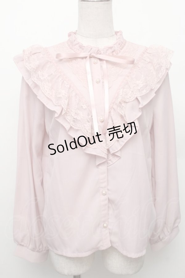 画像1: axes femme / アンティーク風フリルブラウス M ピンク S-26-01-28-006-AX-BL-TE-ZS (1)