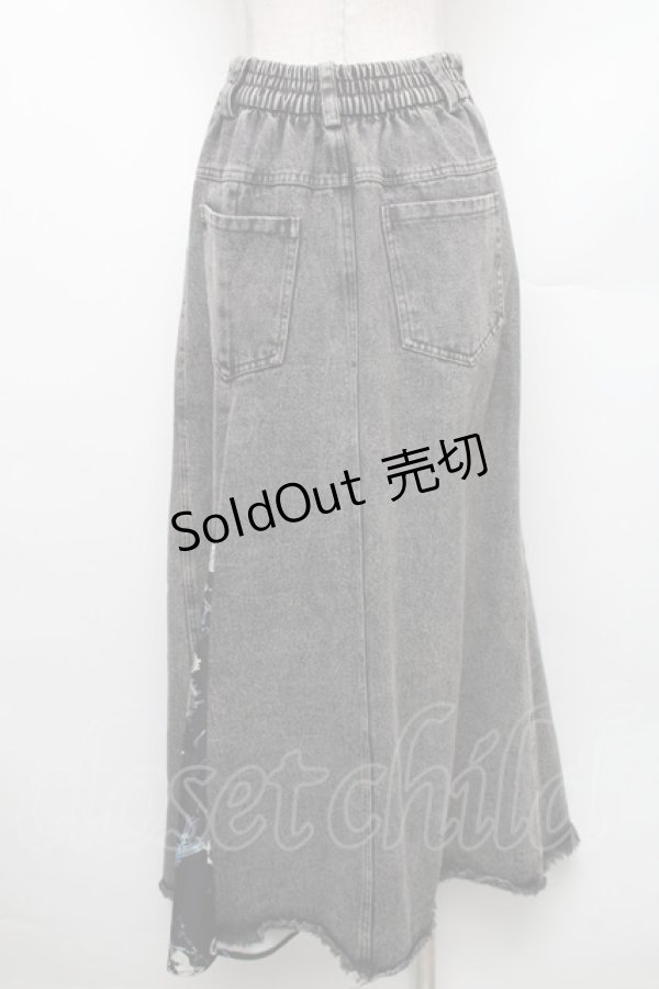 画像2: NieR Clothing / 柄切替デニムロングスカート  グレー×黒 S-26-01-28-058-PU-SK-TE-ZS (2)