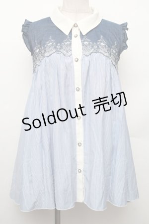 画像: axes femme / チュニック  白ｘ青 S-26-01-28-010-AX-TO-HR-ZS