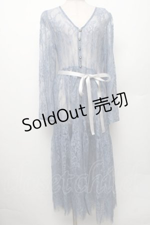 画像: axes femme / 総レースロングカーディガン L ブルー S-26-01-28-011-AX-TO-TE-ZS