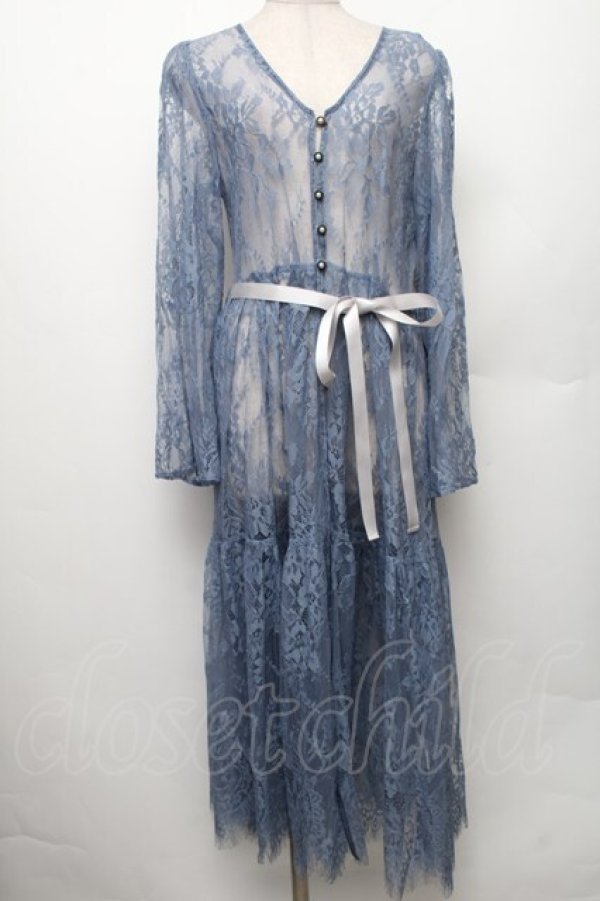 画像1: axes femme / 総レースロングカーディガン L ブルー S-26-01-28-011-AX-TO-TE-ZS (1)