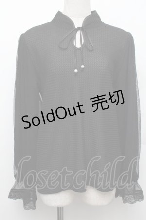 画像: axes femme / レース編風マオカラートップス F 黒 S-26-01-28-014-AX-TO-TE-ZS