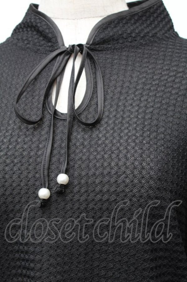 画像3: axes femme / レース編風マオカラートップス F 黒 S-26-01-28-014-AX-TO-TE-ZS (3)