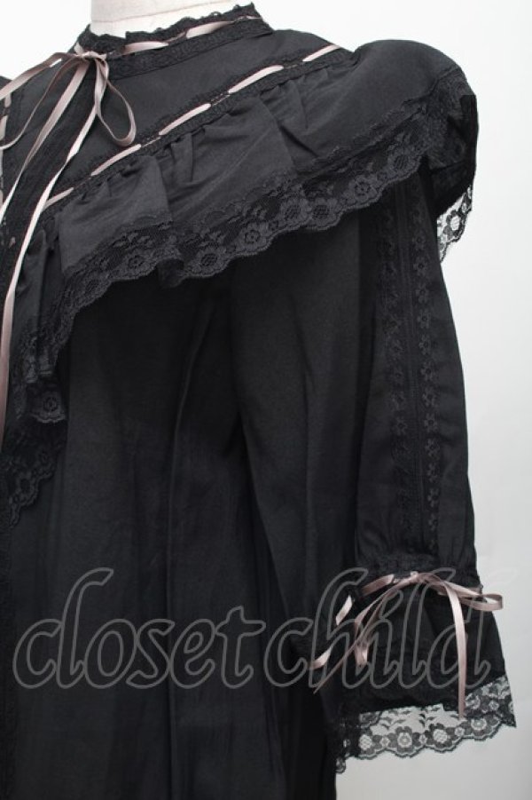 画像3: axes femme NOSTALGIE / 配色リボンはしごレースブラウス M 黒 S-26-01-28-015-AX-BL-TE-ZS (3)