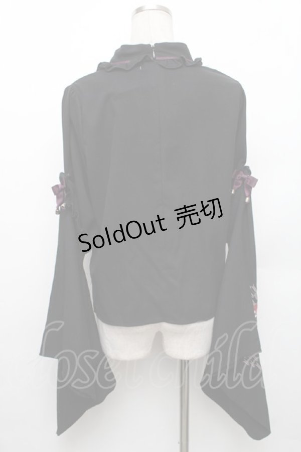 画像2: Amavel / お月見うさぎの和風ブラウス  黒 S-26-01-28-017-CA-BL-HR-ZS (2)