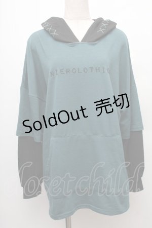 画像: NieR Clothing / 重ね着風パーカー  グリーン×黒 S-26-01-28-019-PU-TO-TE-ZS