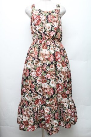 画像: axes femme Nostalgic / 花柄ジャンパースカート F 黒 S-26-01-28-020-LO-OP-TE-ZS