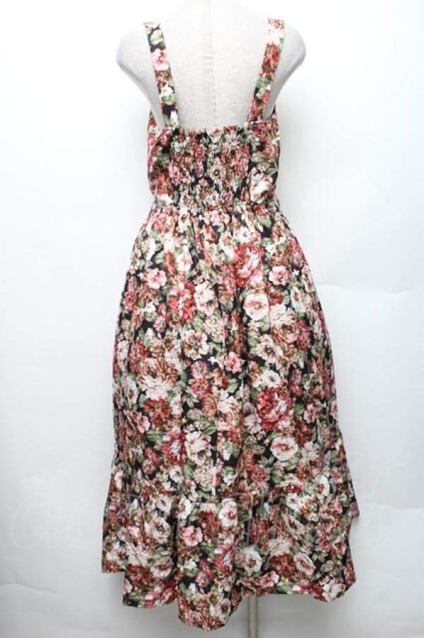 画像2: axes femme Nostalgic / 花柄ジャンパースカート F 黒 S-26-01-28-020-LO-OP-TE-ZS (2)