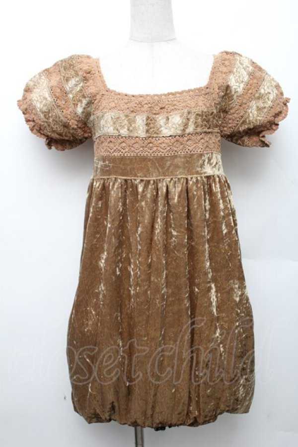 画像1: axes femme / ベロアワンピース  ベージュ S-26-01-28-021-AX-OP-AS-ZS (1)