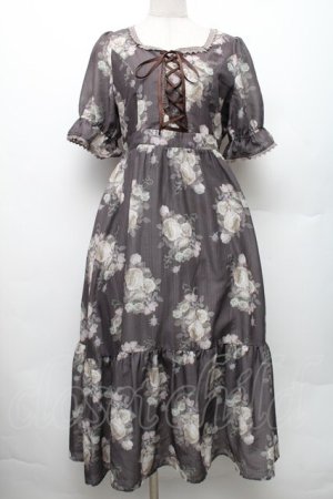 画像: axes femme / ミルフィーユローズ柄ワンピース M ブラウン S-26-01-28-026-AX-OP-TE-ZS