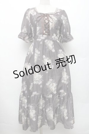 画像: axes femme / ミルフィーユローズ柄ワンピース M ブラウン S-26-01-28-026-AX-OP-TE-ZS