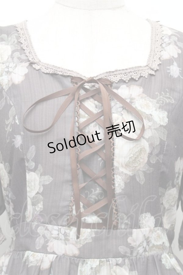 画像3: axes femme / ミルフィーユローズ柄ワンピース M ブラウン S-26-01-28-026-AX-OP-TE-ZS (3)