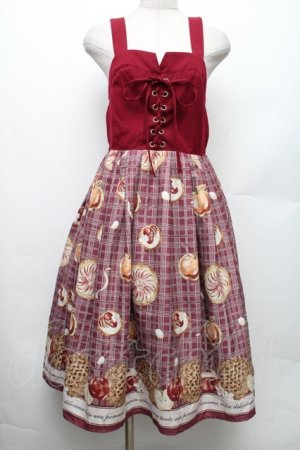 画像: axes femme POETIQUE / アップルパイレースアップワンピース M 赤 S-26-01-28-027-AX-OP-TE-ZS