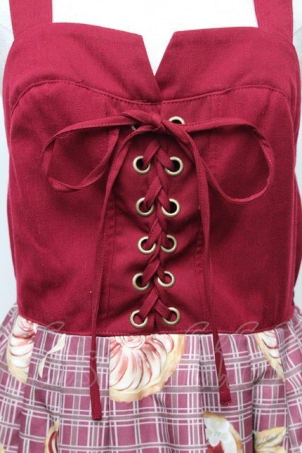 画像3: axes femme POETIQUE / アップルパイレースアップワンピース M 赤 S-26-01-28-027-AX-OP-TE-ZS (3)