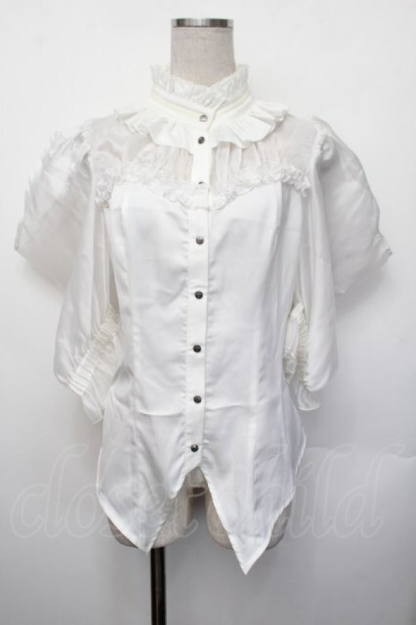 画像1: 星箱Works / ミッドナイトスターオフショルダー半袖ブラウス  白 S-26-01-29-034-0-BL-HR-ZS (1)