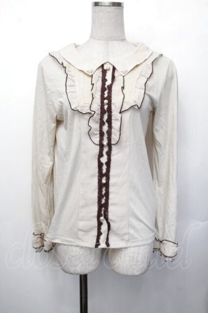 画像: axes femme / 襟付きブラウスカットソー  オフ S-26-01-29-036-AX-TO-AS-ZS