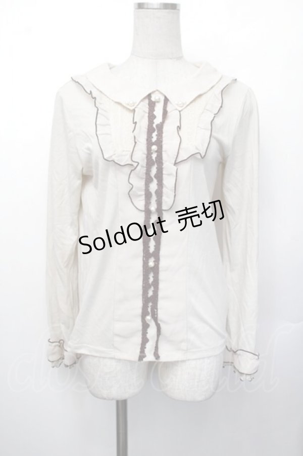 画像1: axes femme / 襟付きブラウスカットソー  オフ S-26-01-29-036-AX-TO-AS-ZS (1)
