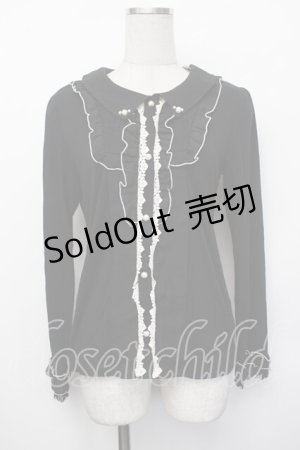 画像: axes femme / 襟付きブラウスカットソー  黒 S-26-01-29-038-AX-TO-AS-ZS